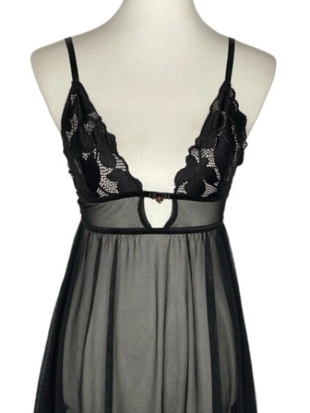 Rachel Roy Black Lace & Mesh Babydoll